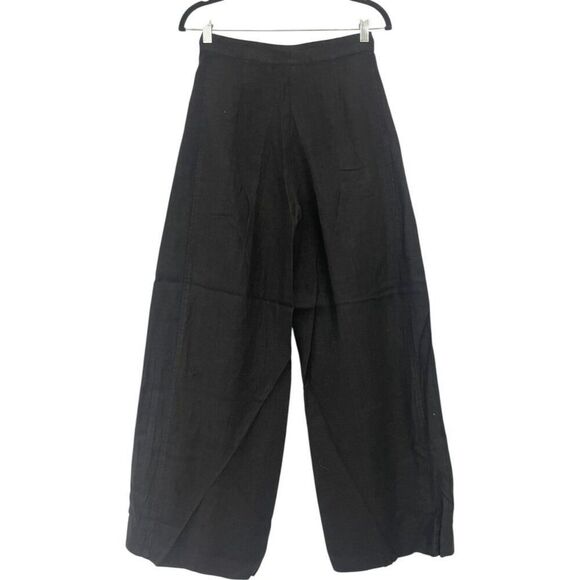 Massimo Dutti Womens Pants EU 34 US 2 Black Wide Leg Linen Trousers 5060/791 NWT - Picture 3 of 9